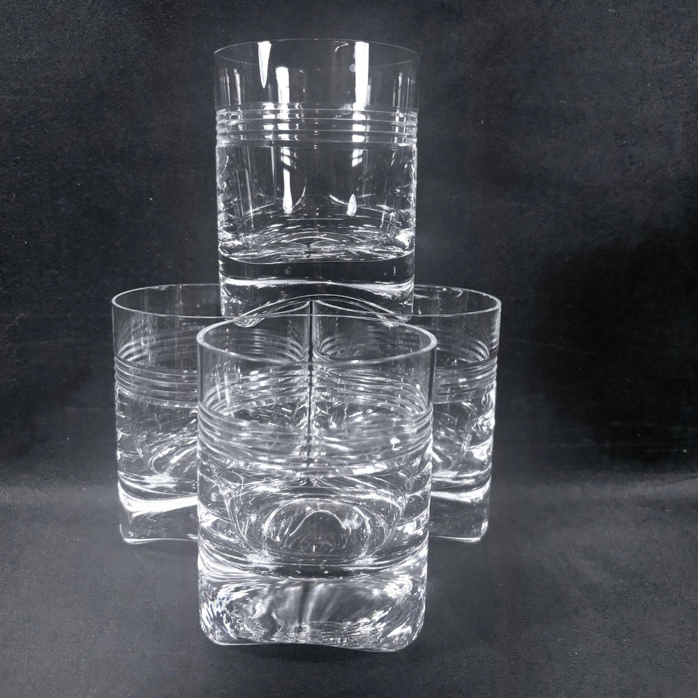 Lenox Tin Can Alley Crystal Double Old Fashioned Glasses Set of 4 Arched Base